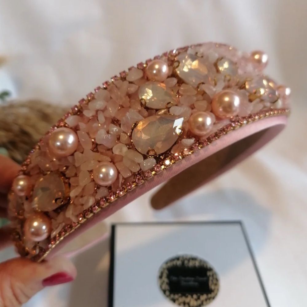 Rose Gemstone Embellished Statement Headband